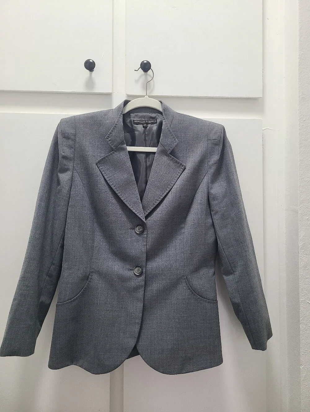 Women's Tailored Grey Blazer - Classic Two-Button Jacket